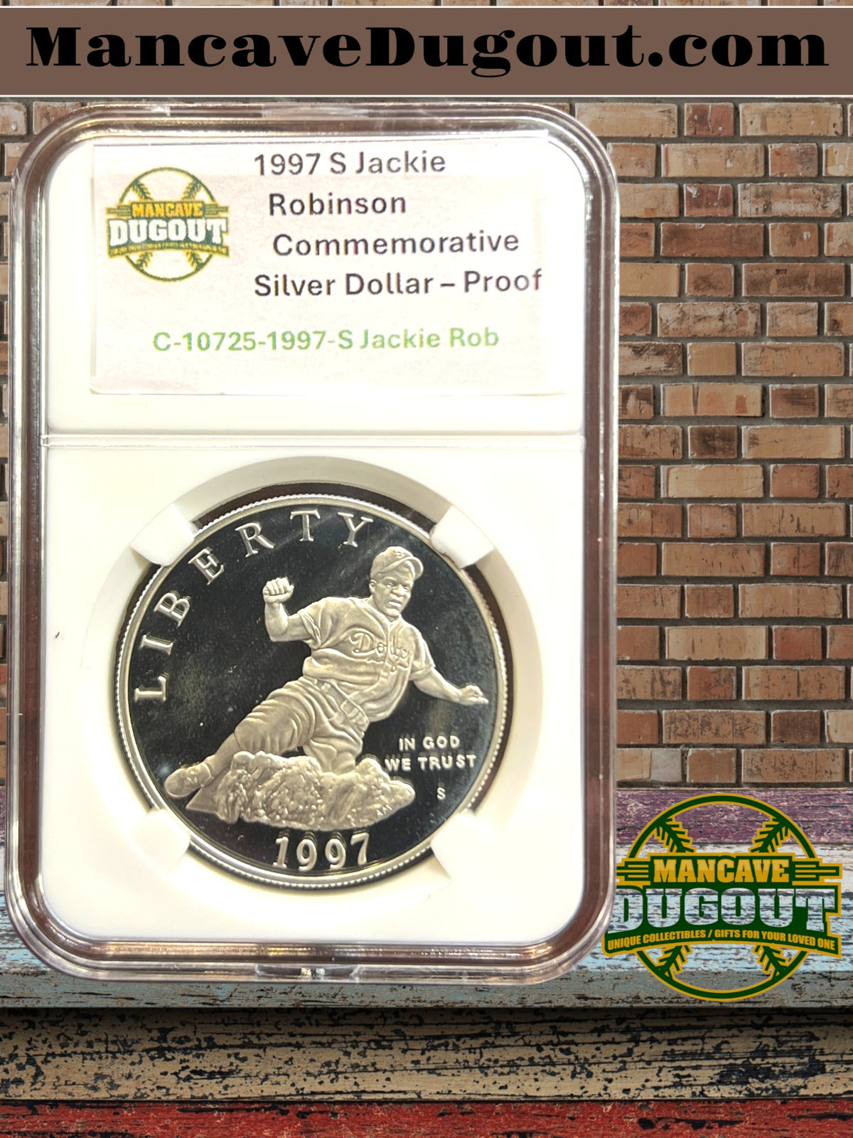 1997 S Jackie Robinson Commemorative Silver Dollar – Proof