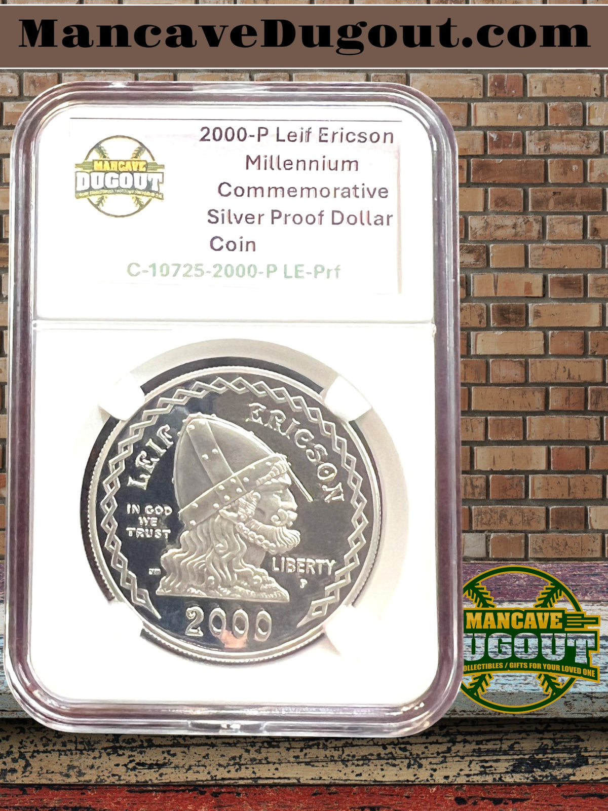2000 P Leif Ericson Millennium Commemorative Silver Dollar – Proof Cameo