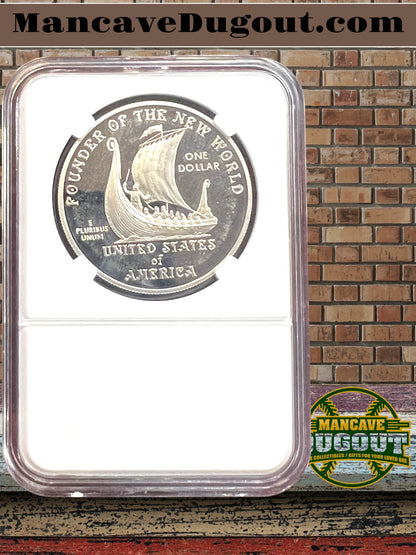 2000 P Leif Ericson Millennium Commemorative Silver Dollar – Proof Cameo