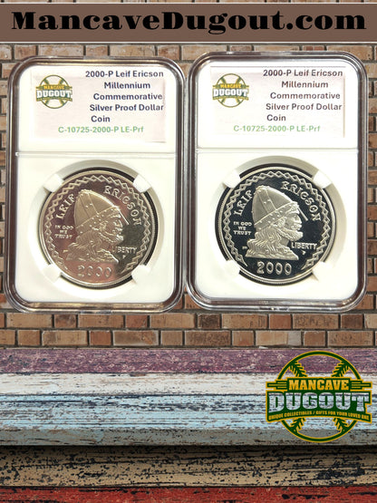2000 P Leif Ericson Millennium Commemorative Silver Dollar – Proof Cameo