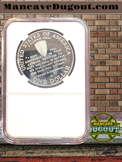 1995 W World War II Commemorative Silver Dollar - West Point Mint • NGC PF69 Ultra Cameo • 90% Silver