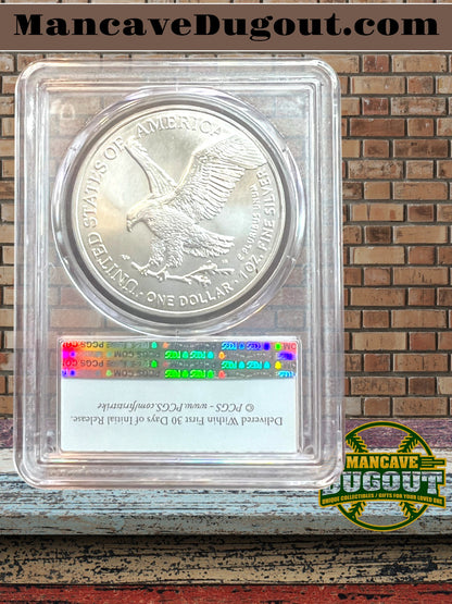 2023 $1 American Silver Eagle - PCGS MS70 • First Strike • Blue Flag Label • 1 oz .999 Fine Silver