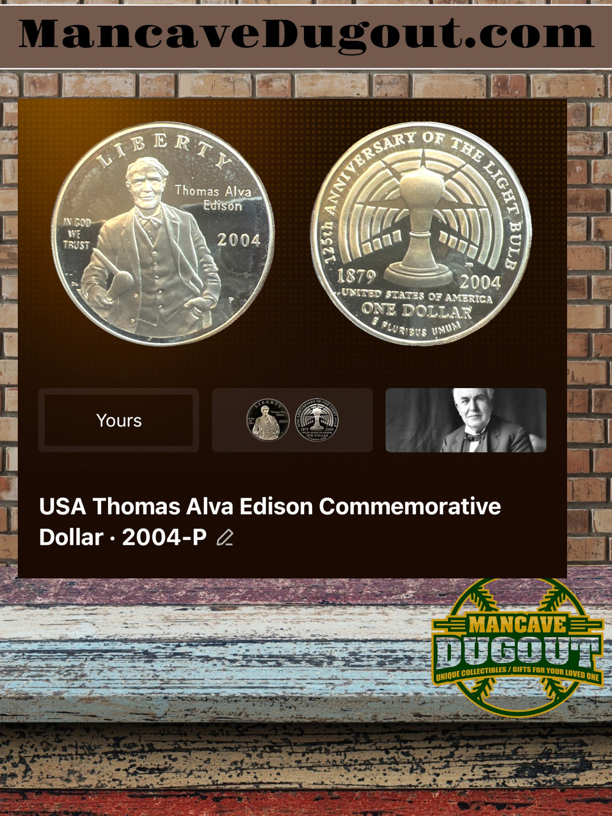 2004 Thomas Alva Edison Commemorative Silver Dollar - U.S. Mint • Proof Silver Dollar