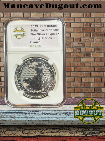 2023 Great Britain Britannia - 1 oz .999 Fine Silver • Type 2 • King Charles III Cameo