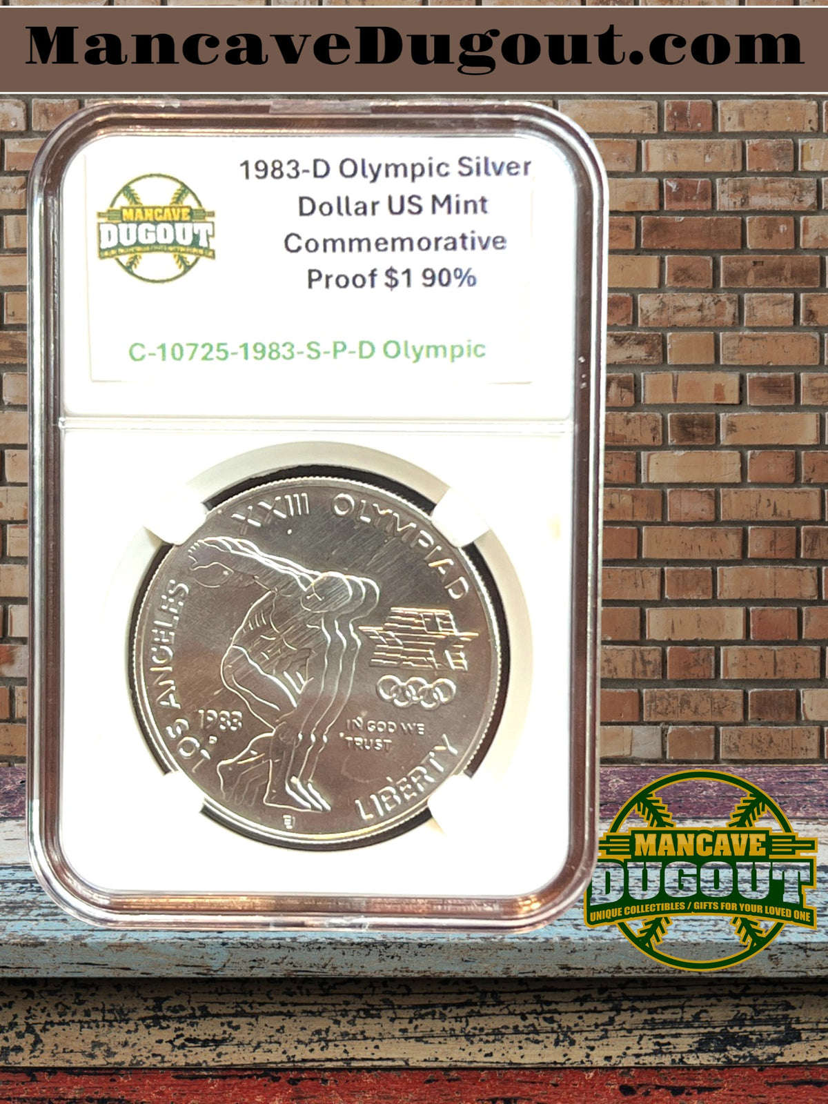 1983 Olympic Silver Dollar – Complete 3 Coin Set (P D S) – AU-58 – Computer Graded