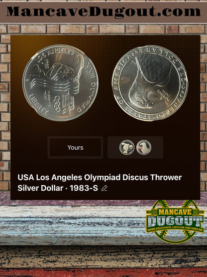 1983 Olympic Silver Dollar – Complete 3 Coin Set (P D S) – AU-58 – Computer Graded