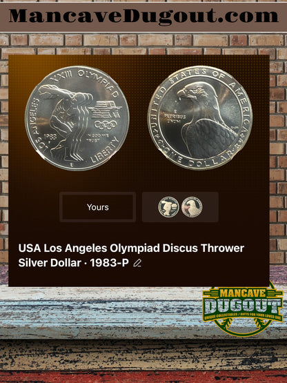 1983 Olympic Silver Dollar – Complete 3 Coin Set (P D S) – AU-58 – Computer Graded