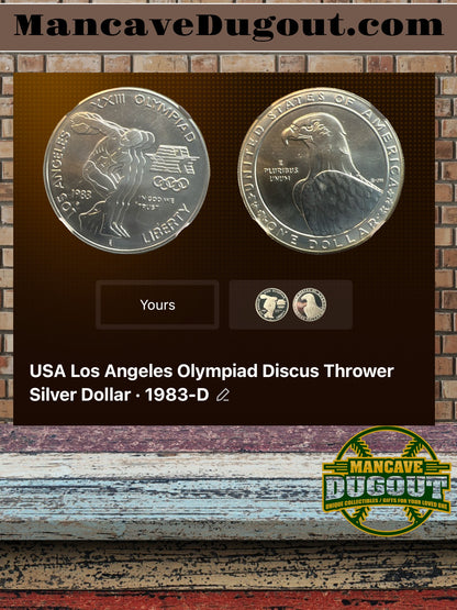 1983 Olympic Silver Dollar – Complete 3 Coin Set (P D S) – AU-58 – Computer Graded