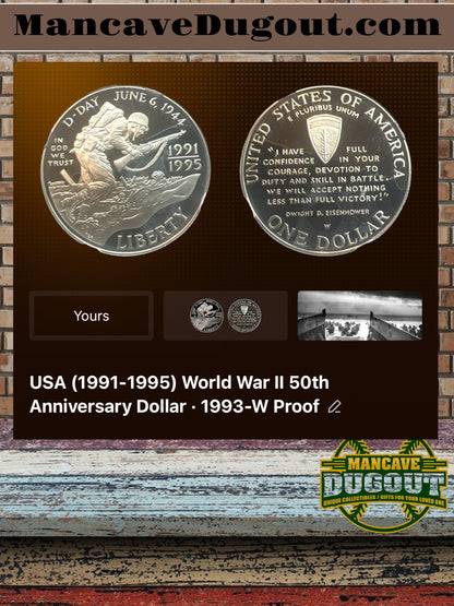 1995 W World War II Commemorative Silver Dollar - West Point Mint • NGC PF69 Ultra Cameo • 90% Silver