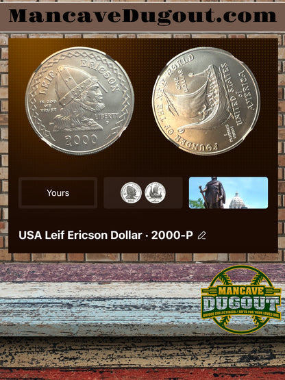 2000 P Leif Ericson Millennium Commemorative Silver Dollar – Uncirculated