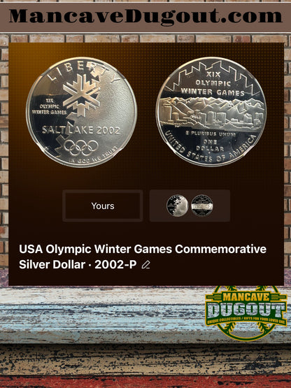 2002 P Salt Lake City Olympic Commemorative Silver Dollar – Proof Cameo