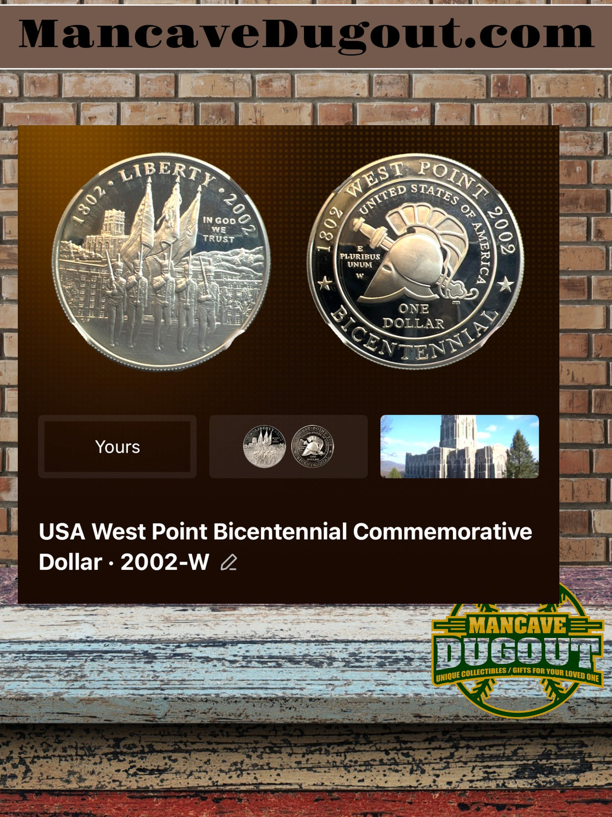 2002 W U.S. Military Academy Bicentennial Silver Dollar – Proof