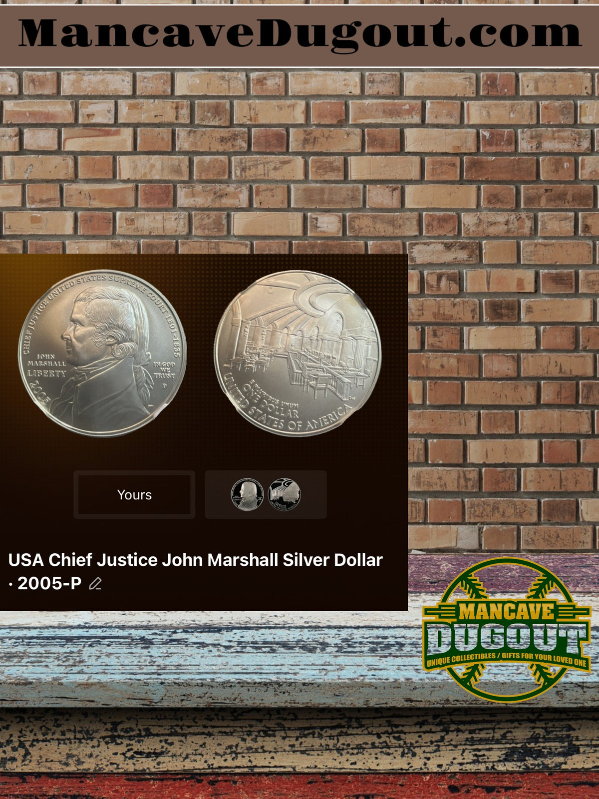 2005 P Justice John Marshall Commemorative Silver Dollar – Uncirculated