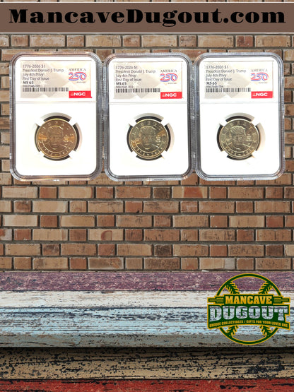 2026 President Donald J. Trump $1 Coin - NGC MS65 • July 4th Privy • First Day of Issue
