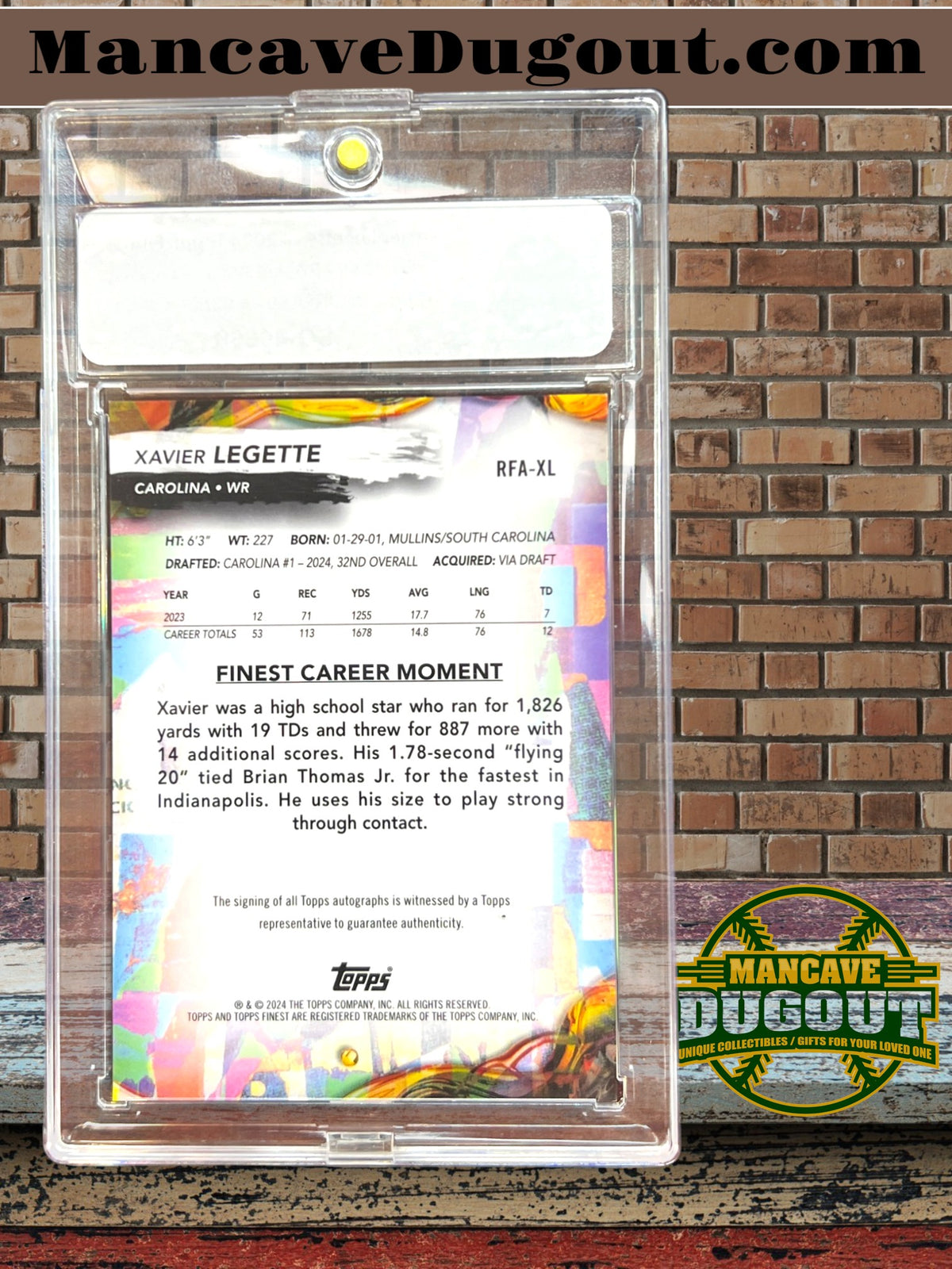 Xavier Legette — 2024 Topps Finest Football - Rookie Autographs — Gold Refractor #RFAXL - Serial Numbered 08/50 • Rookie Card (RC)