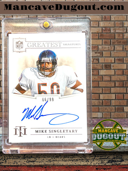 Mike Singletary — 2024 Panini National Treasures - NFL Greatest Signatures — #MS Serial Numbered 66/99 — Autograph