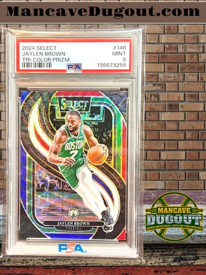 2024 25 Panini Select Jaylen Brown Tri Color Prizm — PSA 9