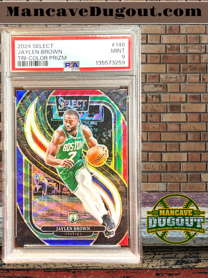 2024 25 Panini Select Jaylen Brown Tri Color Prizm — PSA 9