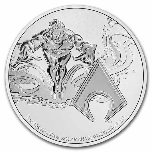 2022 Niue Aquaman 1 oz Silver $2 Coin DC Comics .999 Fine Silver BU in Capsule