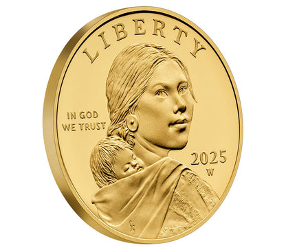 2025 - 25th Anniversary Sacagawea Golden Dollar 24K One Half-Ounce Gold Proof Coin