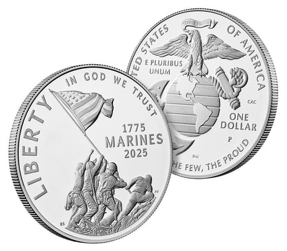 2025 U.S. Marine Corps 250th Anniversary Proof Silver Dollar