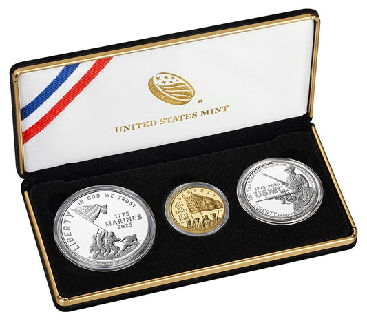 2025-U.S. Marine Corps 250th Anniversary 3-Coin Proof Set-w-OGP-COA