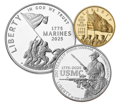 2025-U.S. Marine Corps 250th Anniversary 3-Coin Proof Set-w-OGP-COA