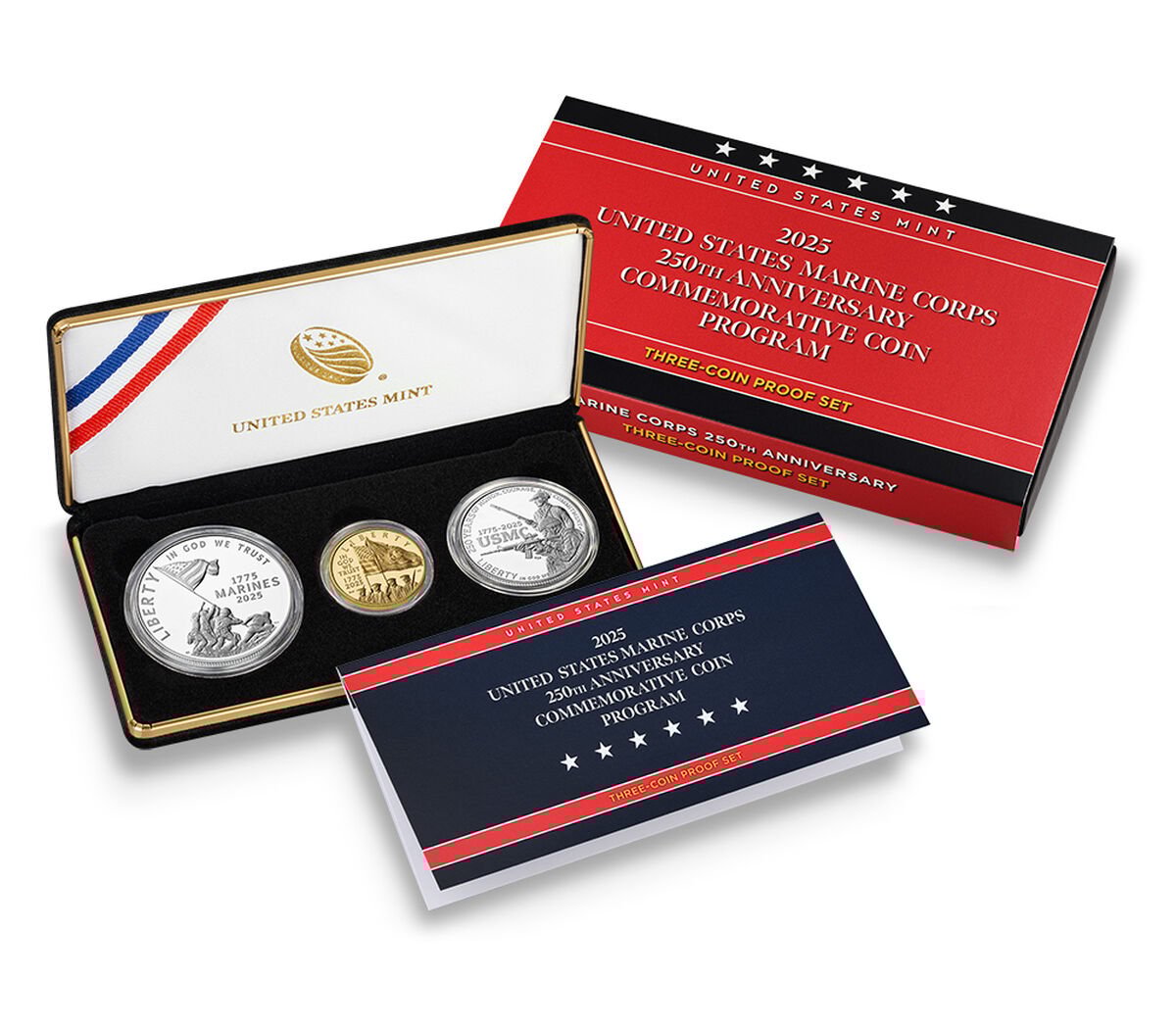 2025-U.S. Marine Corps 250th Anniversary 3-Coin Proof Set-w-OGP-COA