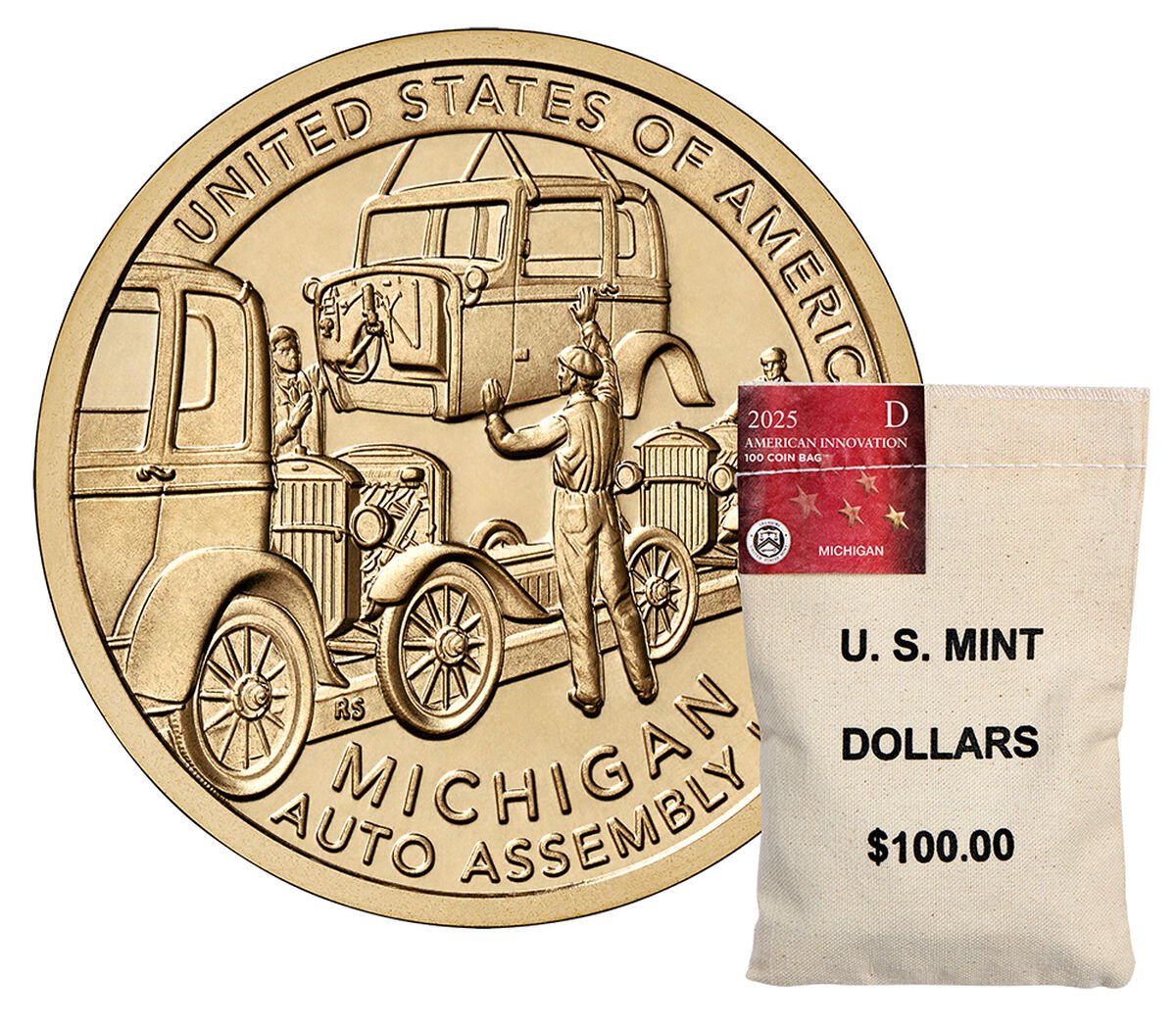 2025 American Innovation $1 Coin US Mint Bags – Michigan – D