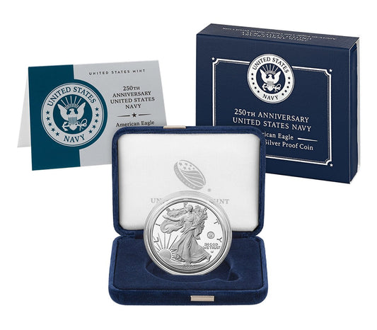 2025-250th Anniv. United States Navy American Eagle 1-Ounce Silver-w-OGP-COA