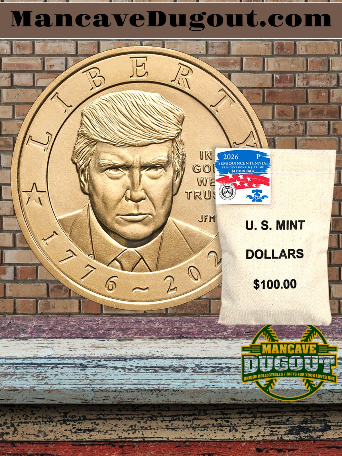 2026 Semiquincentennial President Donald J. Trump $1 Coin Bags - Official U.S. Mint • Original Mint Box • Unopened