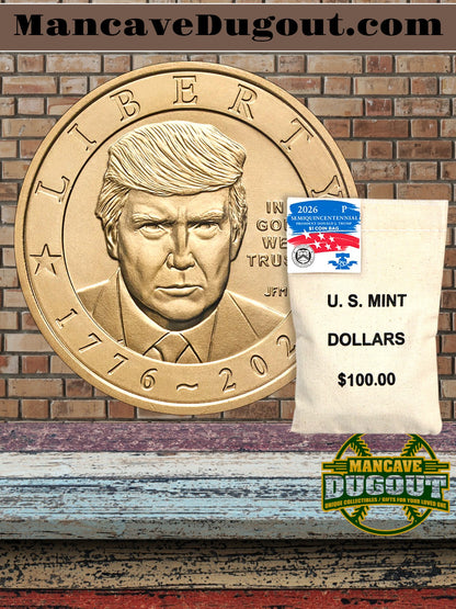 2026 Semiquincentennial President Donald J. Trump $1 Coin Bags - Official U.S. Mint • Original Mint Box • Unopened