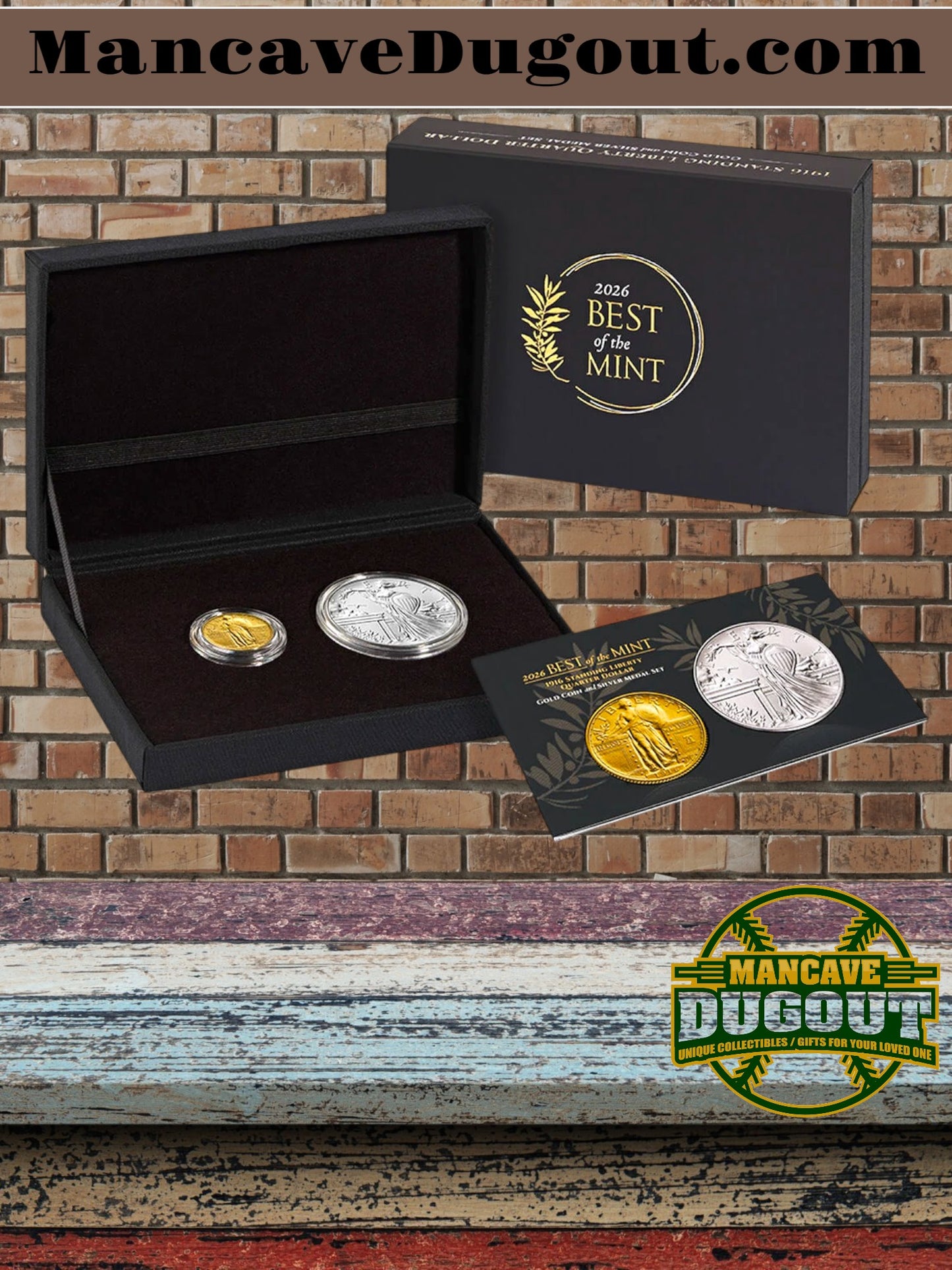 2026 Best of the Mint – 1916 Standing Liberty Quarter Dollar Gold Coin & Silver Medal Set
