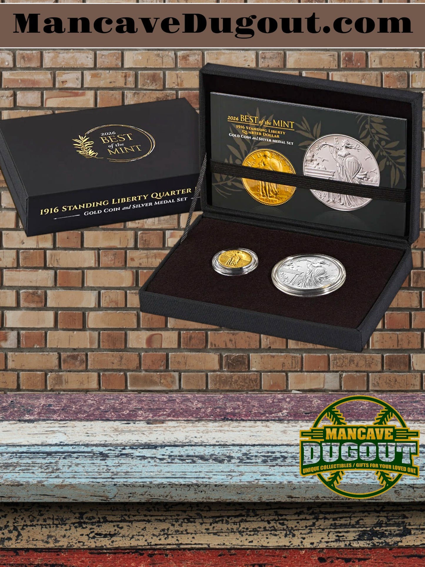 2026 Best of the Mint – 1916 Standing Liberty Quarter Dollar Gold Coin & Silver Medal Set