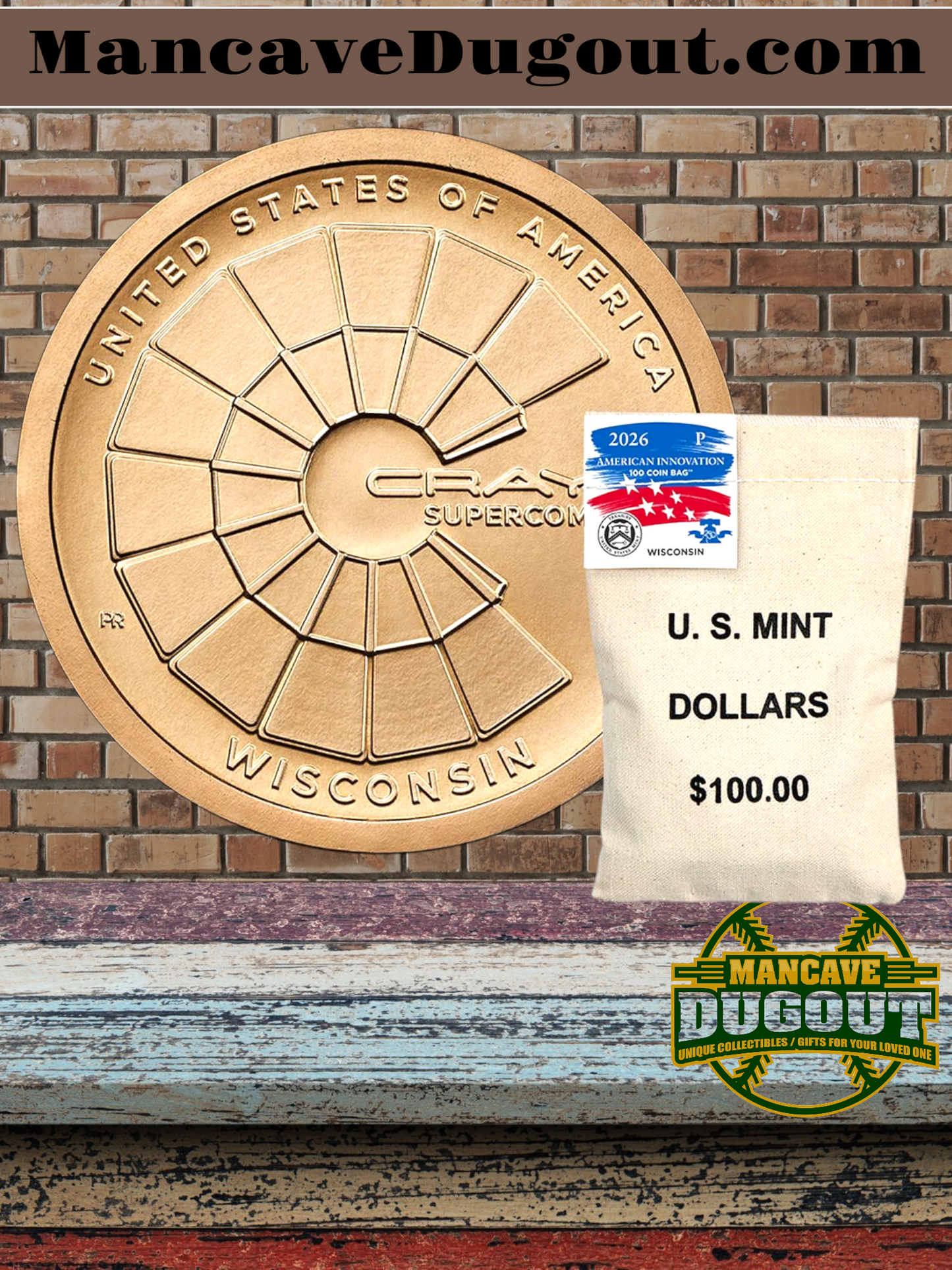 American Innovation $1 Coin Bags™ honoring innovation in Wisconsin - 100-coin bag - P