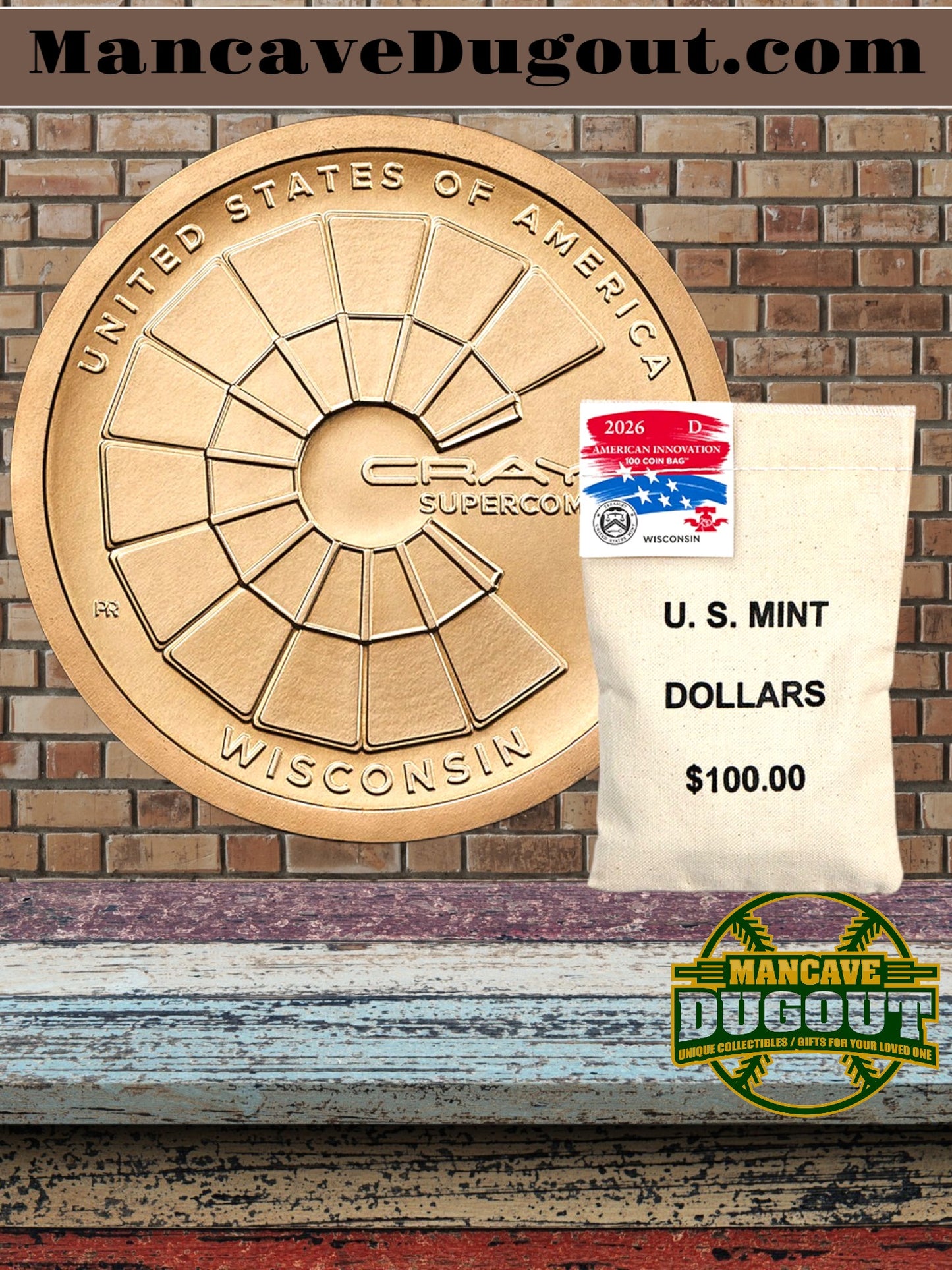 American Innovation $1 Coin Bags™ honoring innovation in Wisconsin - 100-coin bag - D