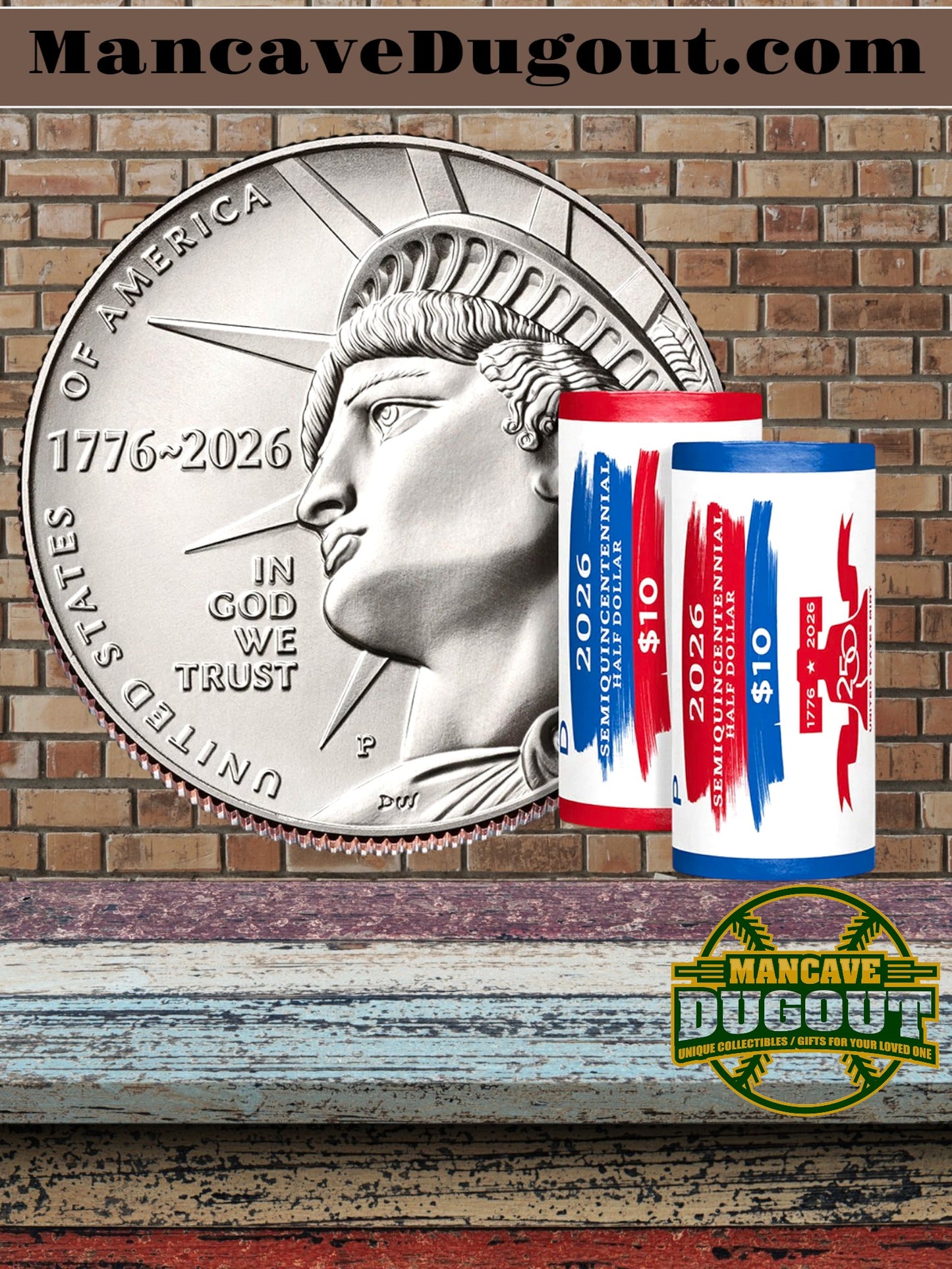 Semiquincentennial Half Dollar 2026 Rolls D and P - Enduring Liberty