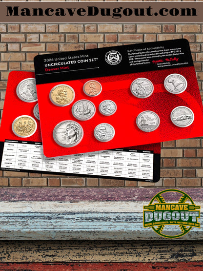 2026 U.S. Mint Uncirculated Coin Set® – Complete D & P Mint Cards (20 Coins Total)