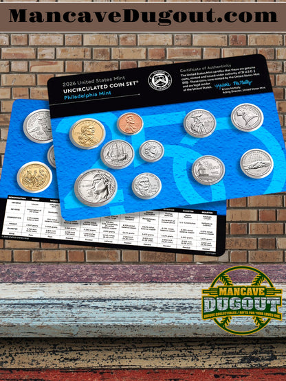2026 U.S. Mint Uncirculated Coin Set® – Complete D & P Mint Cards (20 Coins Total)