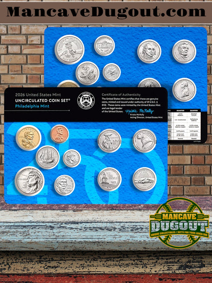 2026 U.S. Mint Uncirculated Coin Set® – Complete D & P Mint Cards (20 Coins Total)