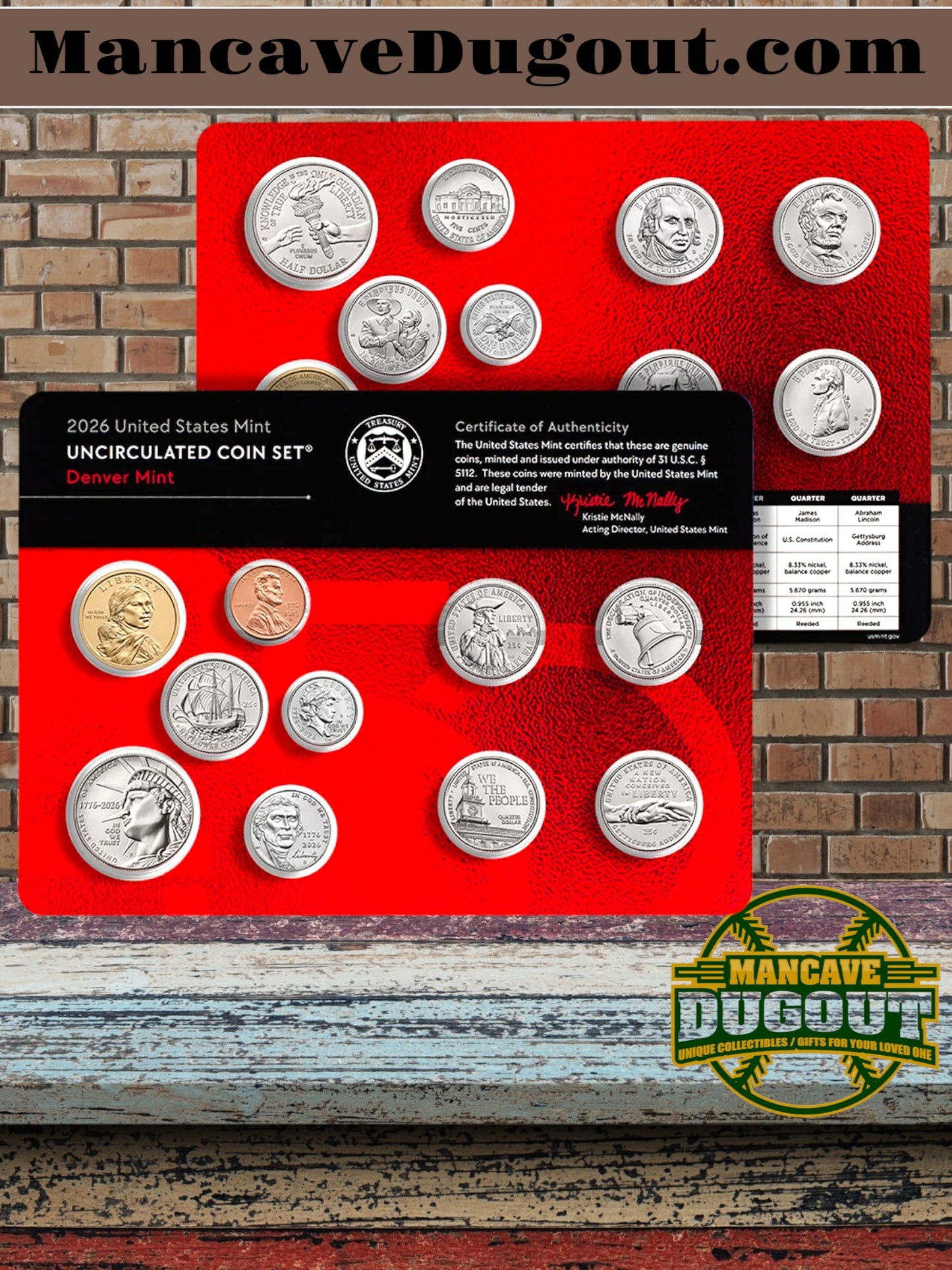2026 U.S. Mint Uncirculated Coin Set® – Complete D & P Mint Cards (20 Coins Total)
