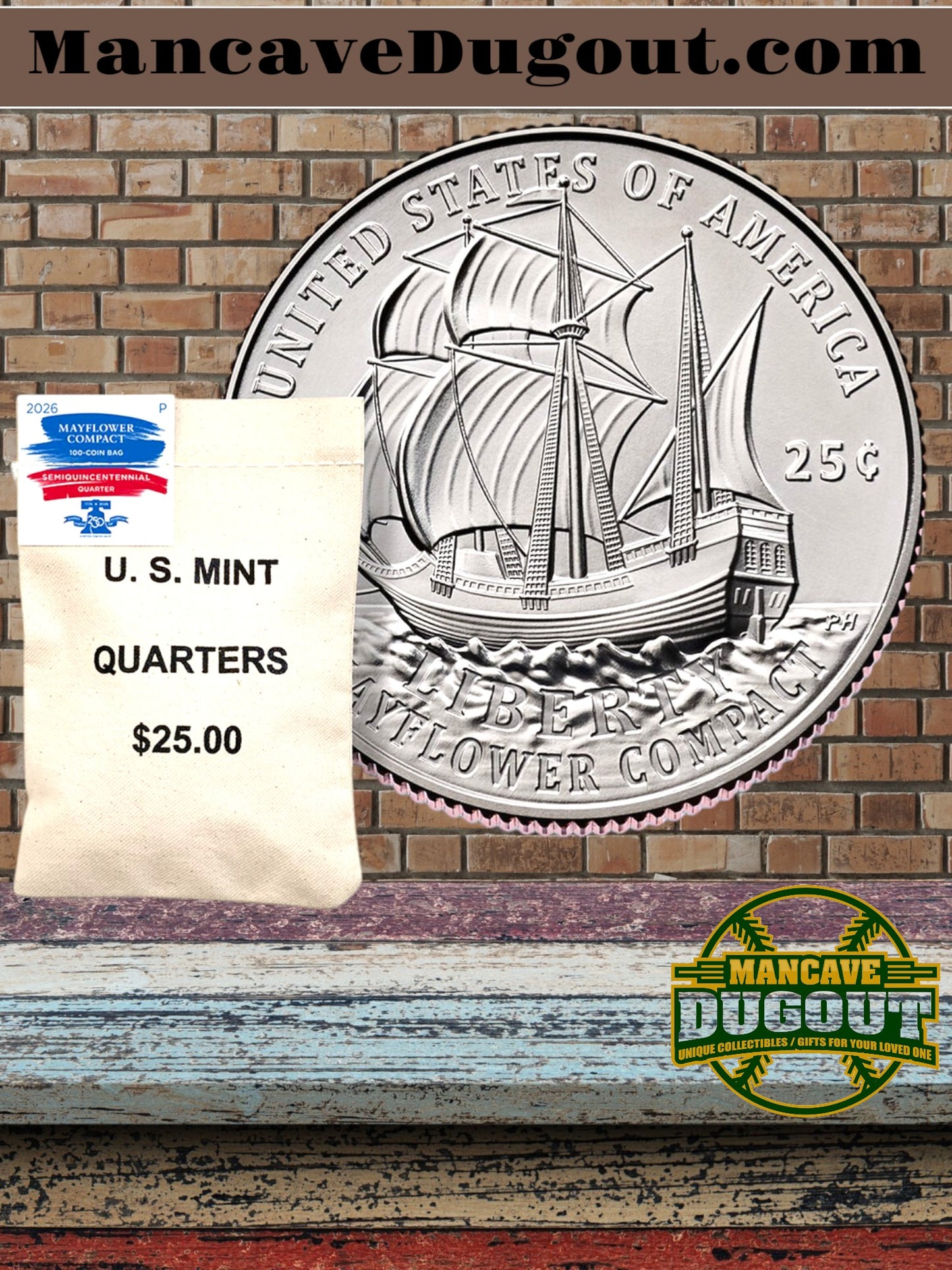 2026 - Semiquincentennial Quarters Bags - Mayflower Compact – P