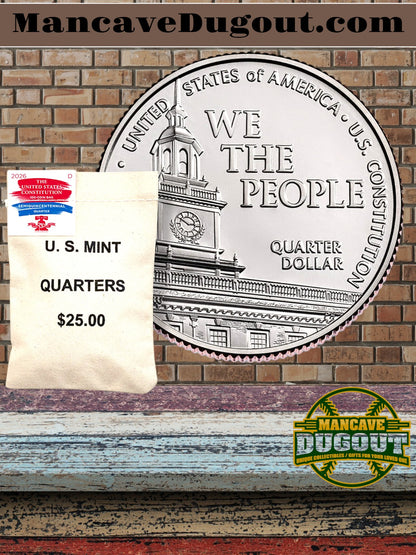 2026 Semiquincentennial Quarters – U.S. Constitution – 100 Coin Bag (D)