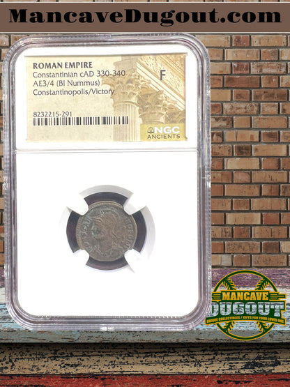 Roman Empire – Constantinian Era - AE3/4 BI Nummus • c. AD 330–340 NGC F-291