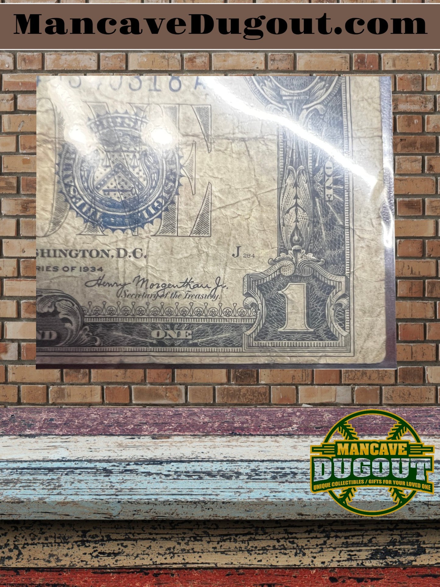 1934 $1 Silver Certificate – “Funny Back” – Historic U.S. Currency (Good+) Circulated  – Sealed in Premium BCW Hard Display Case