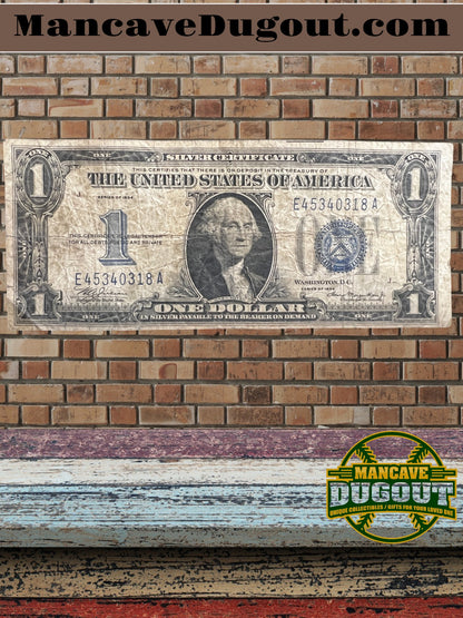 1934 $1 Silver Certificate – “Funny Back” – Historic U.S. Currency (Good+) Circulated  – Sealed in Premium BCW Hard Display Case