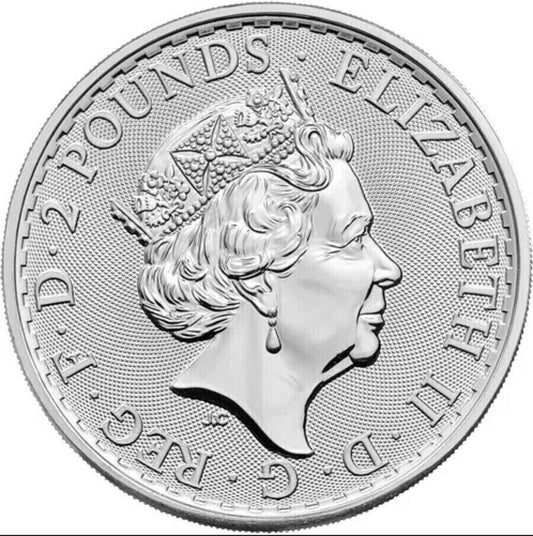 2023 U.K. 2 Pound 1 Oz .999 Fine Silver Queen -  Britannia BU