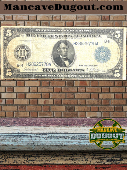 1914 $5 Federal Reserve – Large Size – St. Louis District – 8 H • Fr. 770A