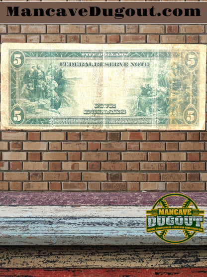 1914 $5 Federal Reserve – Large Size – St. Louis District – 8 H • Fr. 770A