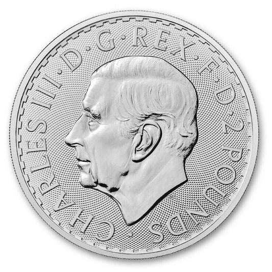 2023 U.K. 2 Pound 1 Oz .999 Fine Silver King -  Britannia BU